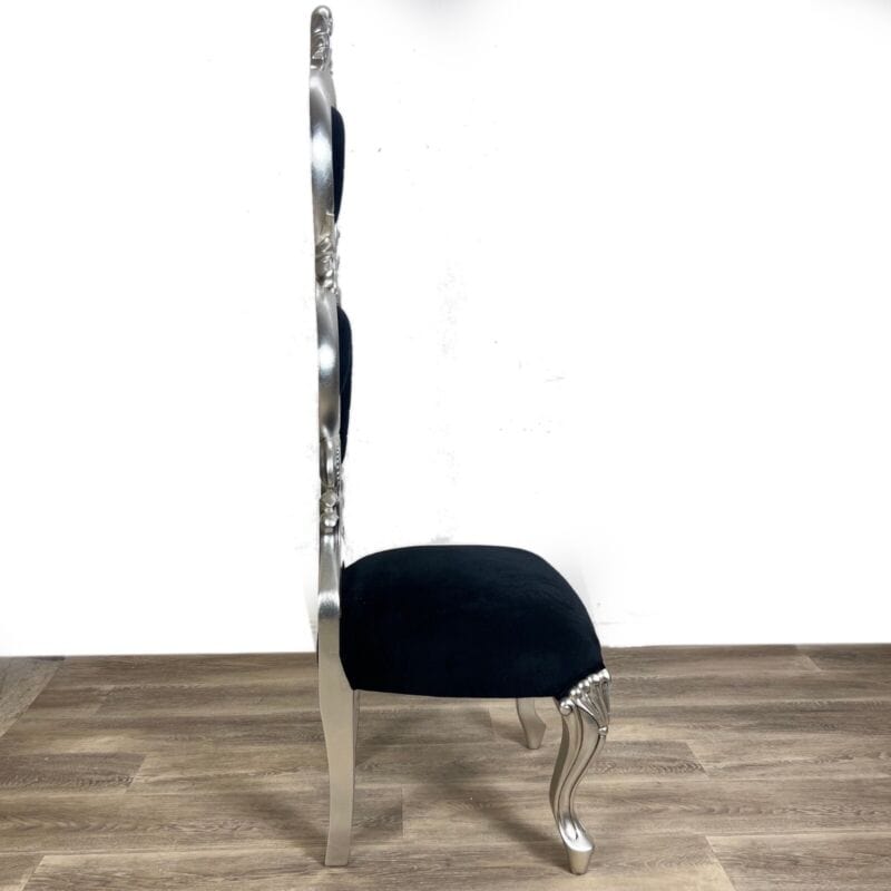 SEDIA TRONO STILE BAROCCO IN LEGNO ARGENTO POLTRONA ARGENTATA MODERNA  h 165 Arredamento