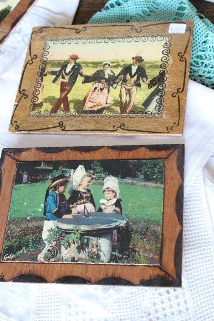 SEI CARTOLINE D'EPOCA SU LEGNO - CARTOLINA VINTAGE WOODEN FRENCH POSTCARDS Other
