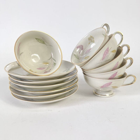 Servizio da caffe antico Bavaria in porcellana anni 40 tazze tazzine a fiori oro Ceramiche e Porcellane