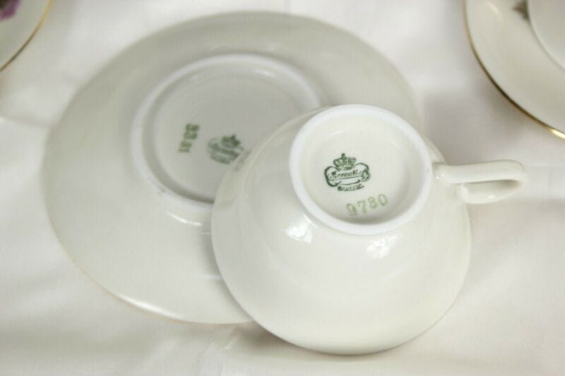 Servizio da caffe antico Bavaria in porcellana anni 40 tazze tazzine oro e fiori Ceramiche e Porcellane