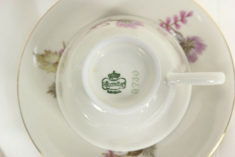 Servizio da caffe antico Bavaria in porcellana anni 40 tazze tazzine oro e fiori Ceramiche e Porcellane