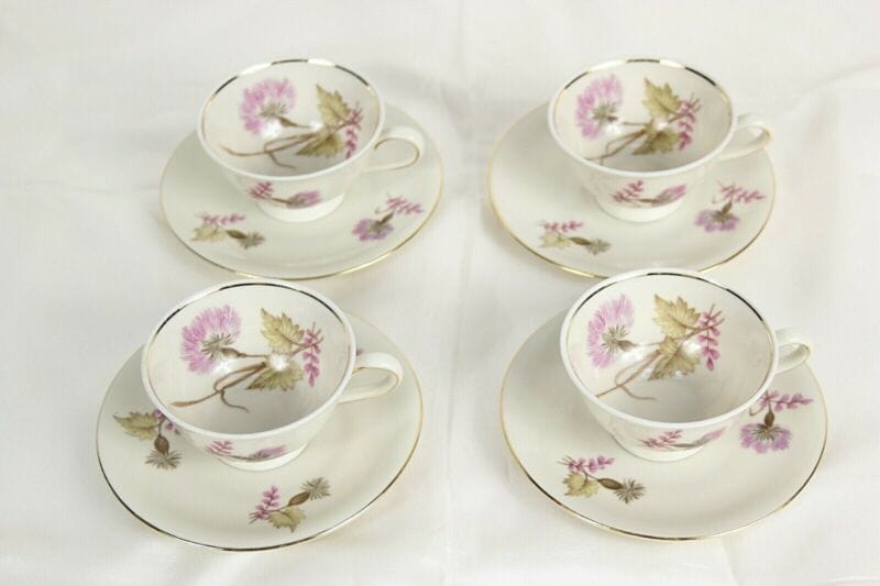 Servizio da caffe antico Bavaria in porcellana anni 40 tazze tazzine oro e fiori Ceramiche e Porcellane
