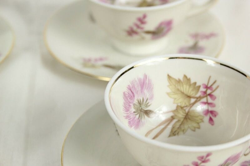 Servizio da caffe antico Bavaria in porcellana anni 40 tazze tazzine oro e fiori Ceramiche e Porcellane