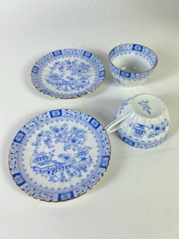Servizio da caffe antico bavaria in porcellana tazzine per 2 con vassoio celeste Ceramiche e Porcellane