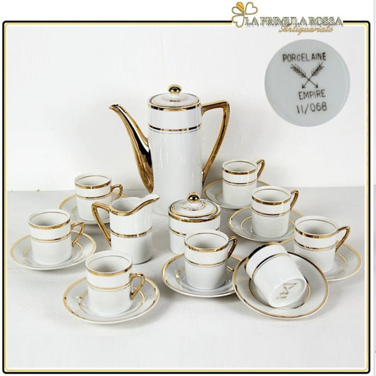 Servizio da caffe antico in porcellana Empire anni 40 tazze tazzine oro 19 pz Ceramiche e Porcellane