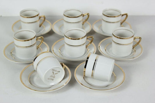 Servizio da caffe antico in porcellana Empire anni 40 tazze tazzine oro 19 pz Ceramiche e Porcellane