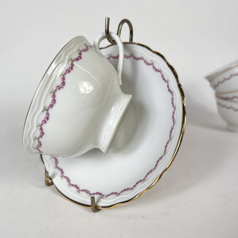 Servizio da tè per the antico in porcellana Richard Ginori bianca tazze e rose Ceramiche e Porcellane