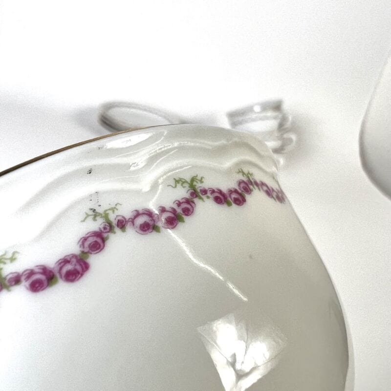 Servizio da tè per the antico in porcellana Richard Ginori bianca tazze e rose Ceramiche e Porcellane