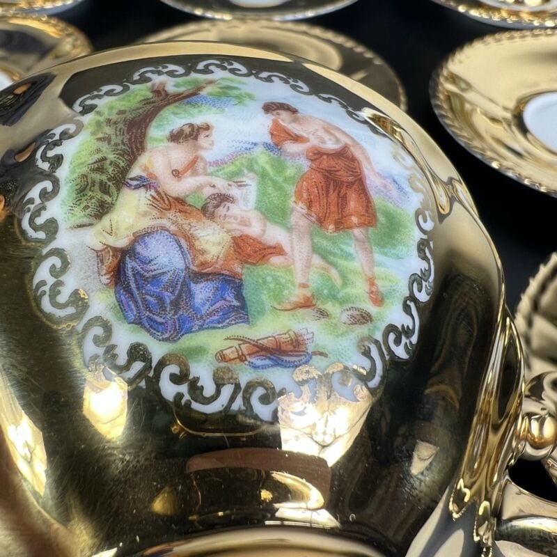 Servizio da tè the antico in porcellana bianca oro zecchino Bavaria teiera tazze Ceramiche e Porcellane
