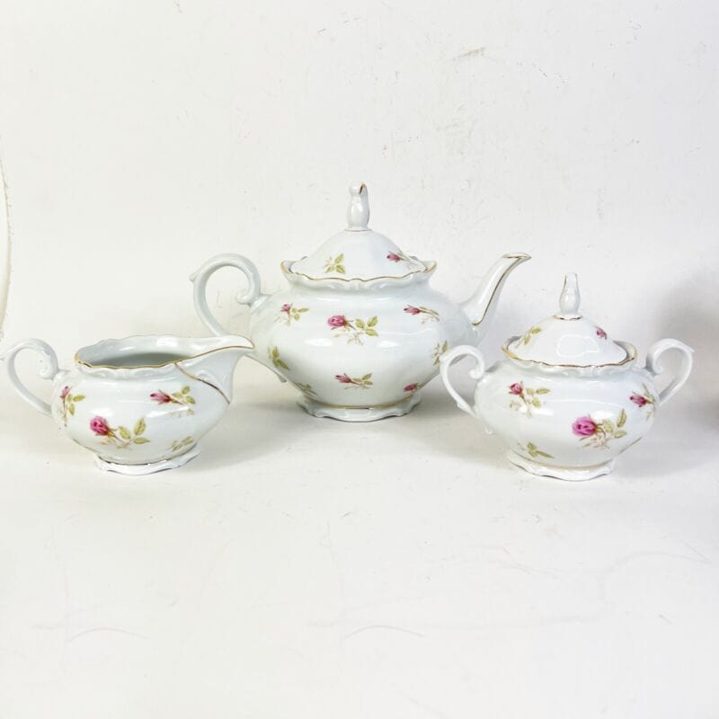 Servizio da tè the antico in porcellana bianca vintage bavaria motivo rose WELLY Ceramiche e Porcellane
