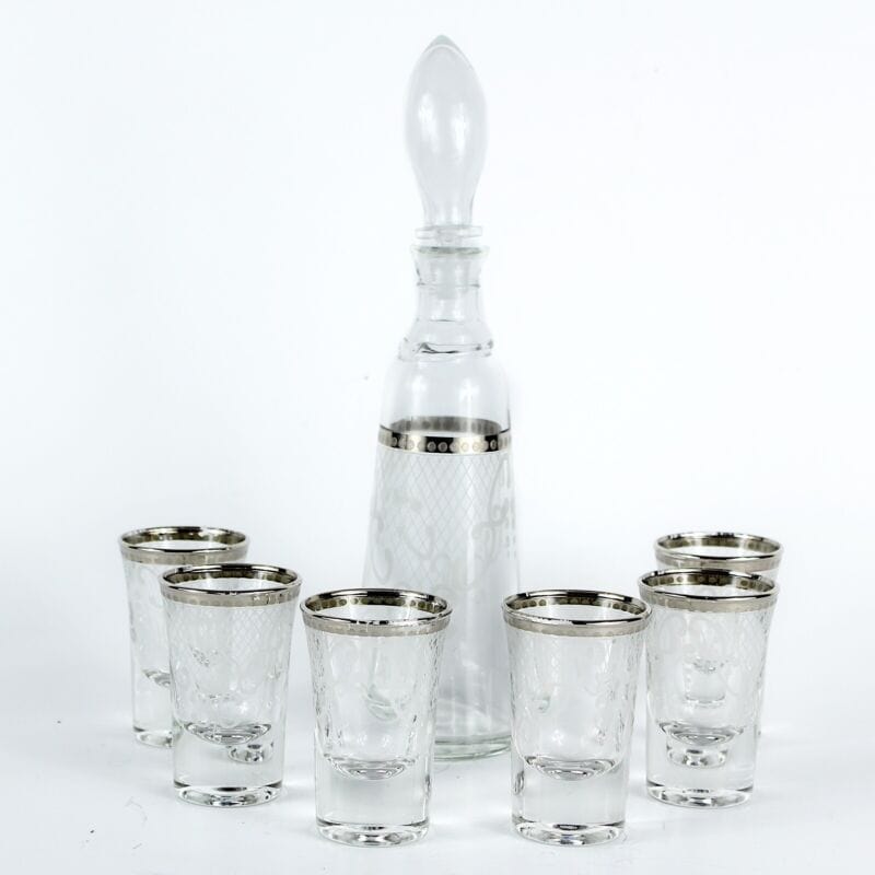 Servizio di Bicchieri vintage in vetro da per liquore set bicchierini rosolio Vetri e Cristalli