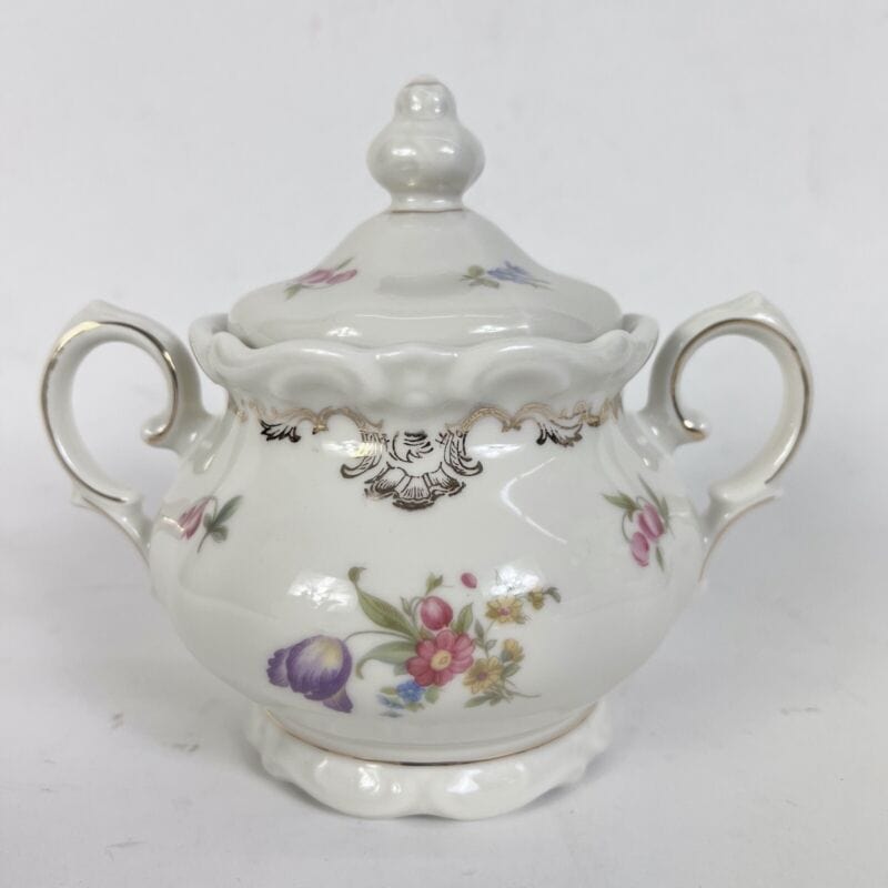 Servizio set da tè the antico in porcellana bianca vintage bavaria motivo fiori Ceramiche e Porcellane