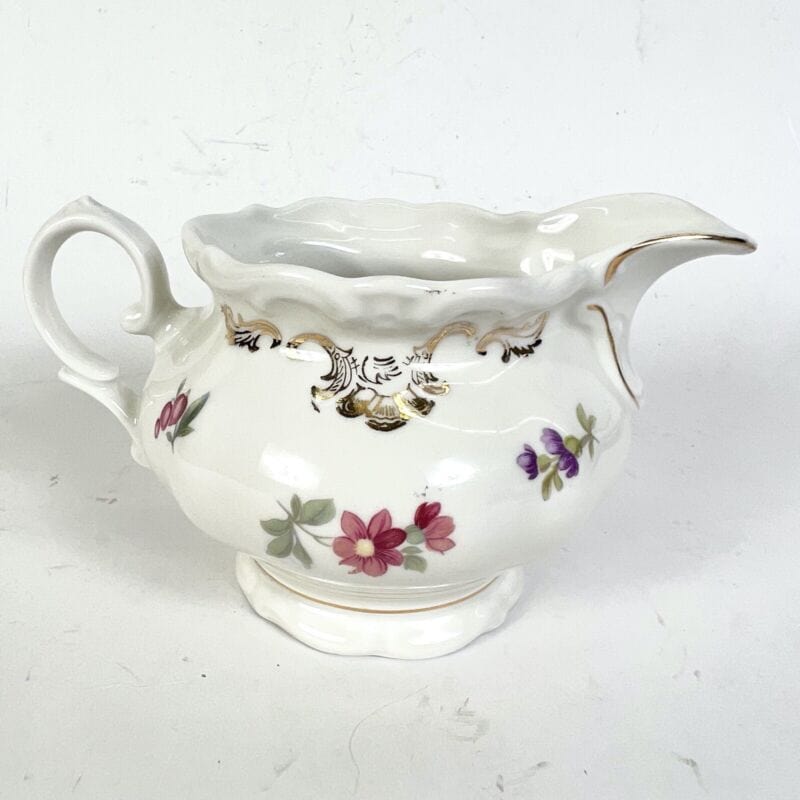 Servizio set da tè the antico in porcellana bianca vintage bavaria motivo fiori Ceramiche e Porcellane