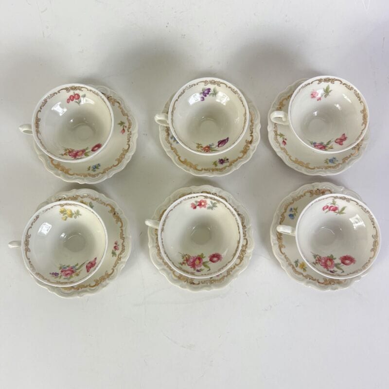 Servizio set da tè the antico in porcellana bianca vintage bavaria motivo fiori Ceramiche e Porcellane