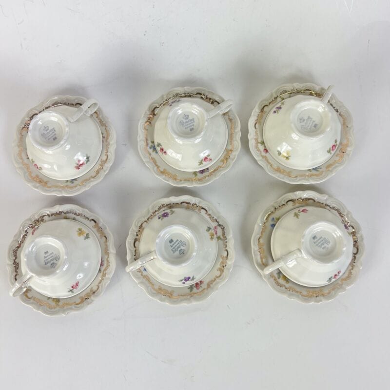 Servizio set da tè the antico in porcellana bianca vintage bavaria motivo fiori Ceramiche e Porcellane