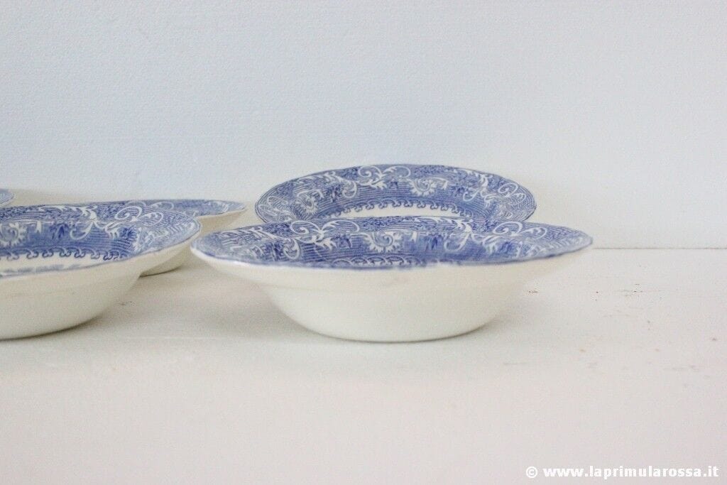 SET DI SEI CIOTOLE INGLESI D'EPOCA IN CERAMICA  BIANCO E BLU VINTAGE BOWLS Ceramiche e Porcellane