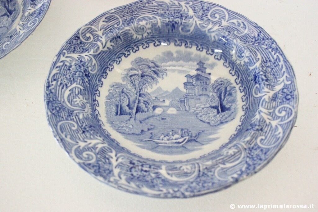 SET DI SEI CIOTOLE INGLESI D'EPOCA IN CERAMICA  BIANCO E BLU VINTAGE BOWLS Ceramiche e Porcellane