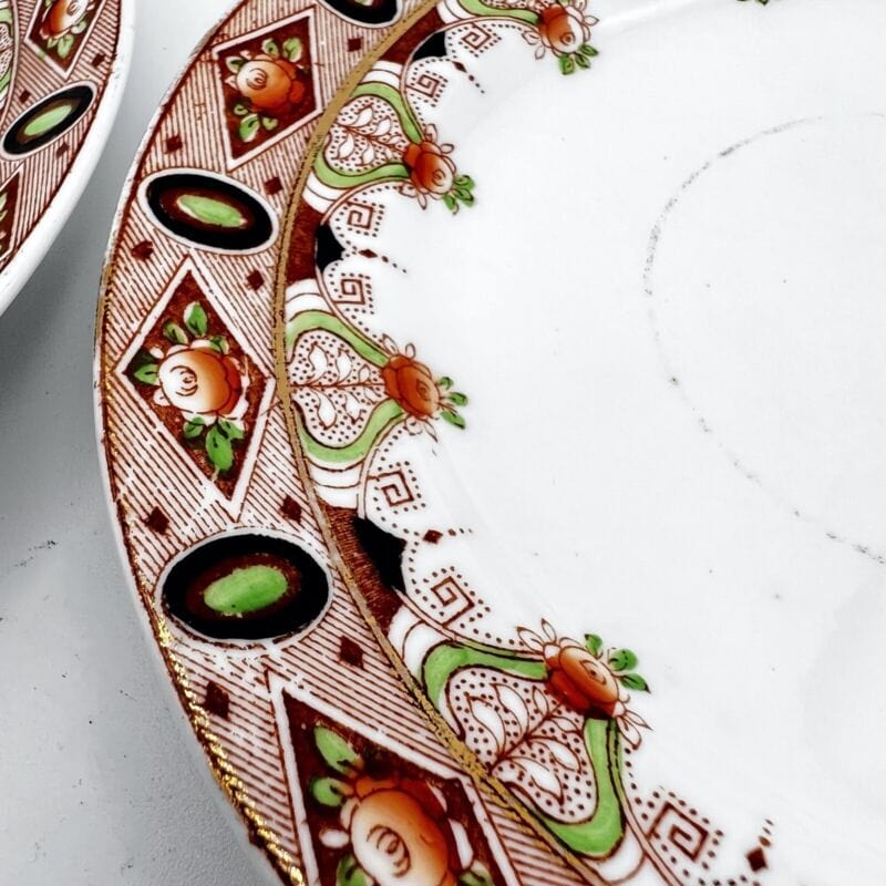 Set servizio di 4 Piatti + Vassoio vintage in porcellana bianca inglese antichi Ceramiche e Porcellane