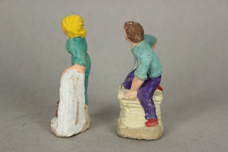 SET STATUINE PRESEPE PRESEPIO ANTICHE IN TERRACOTTA VINTAGE VECCHIE ANNI 50 Ceramiche e Porcellane