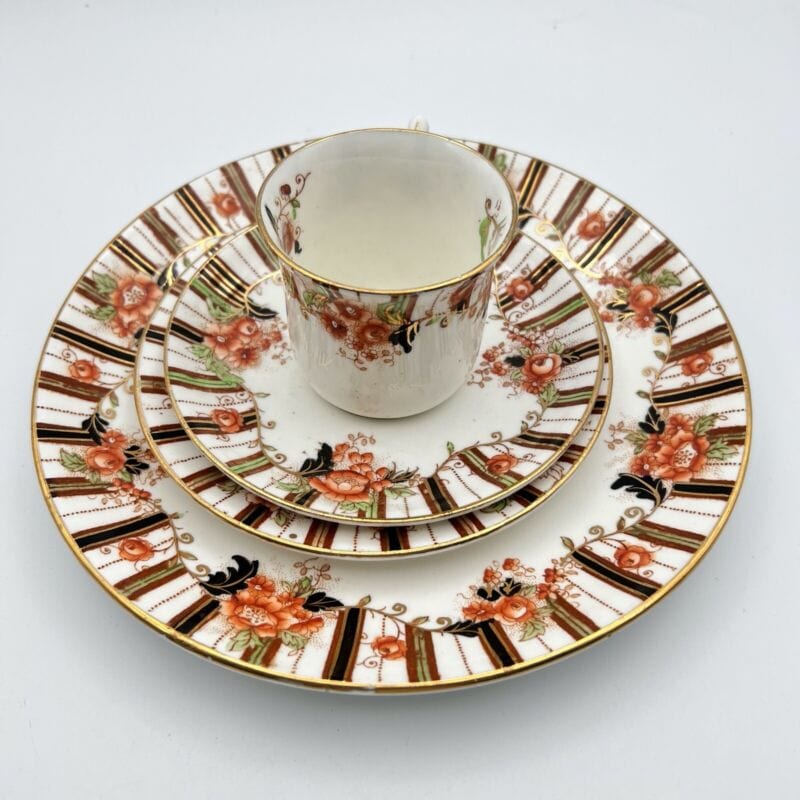 Set Tazzina antica inglese da caffe tè the in porcellana trio piattini piatto Ceramiche e Porcellane