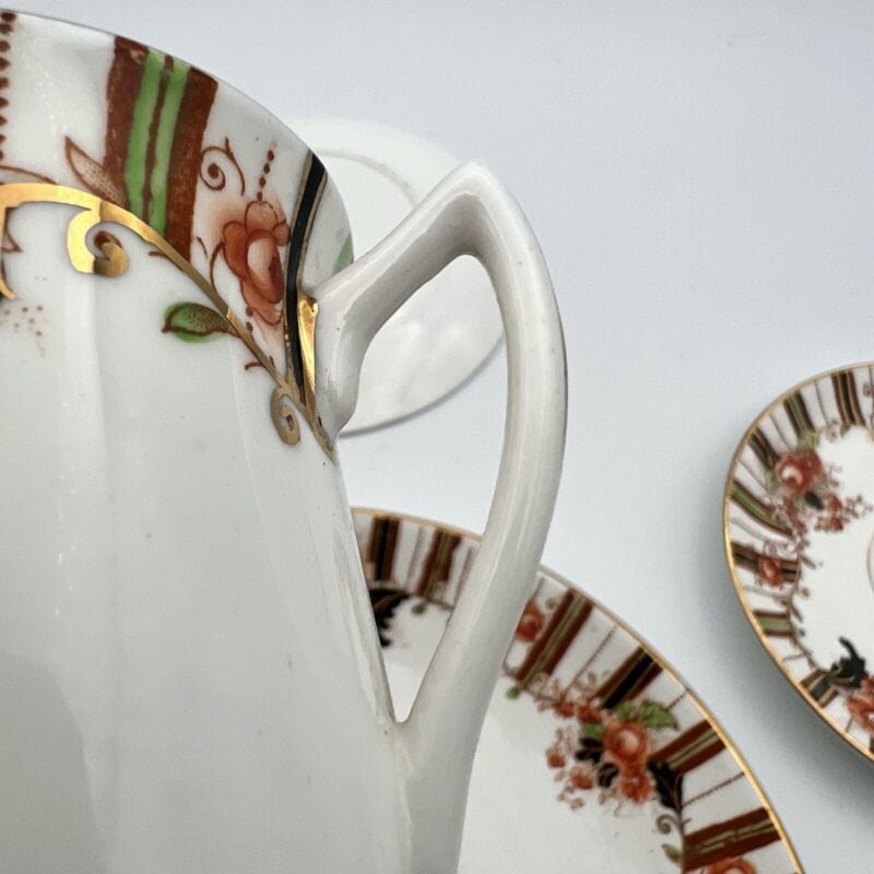Set Tazzina antica inglese da caffe tè the in porcellana trio piattini piatto Ceramiche e Porcellane