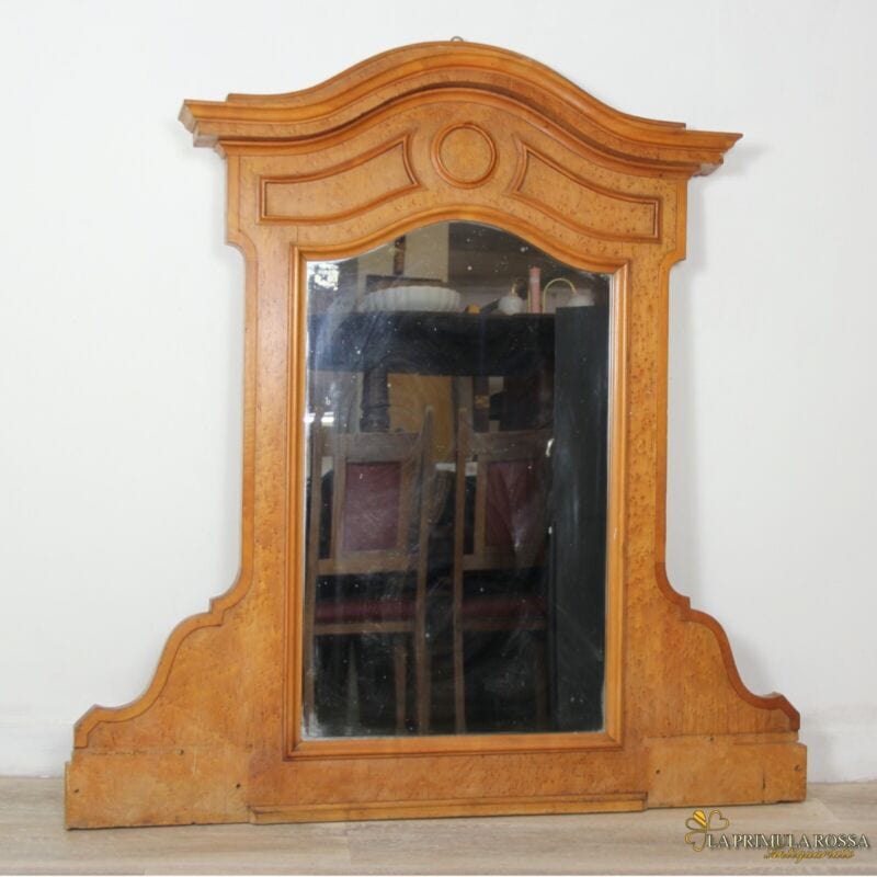 Specchiera antica grande specchio con cornice in legno di radica chiaro vecchio Complementi d'arredo
