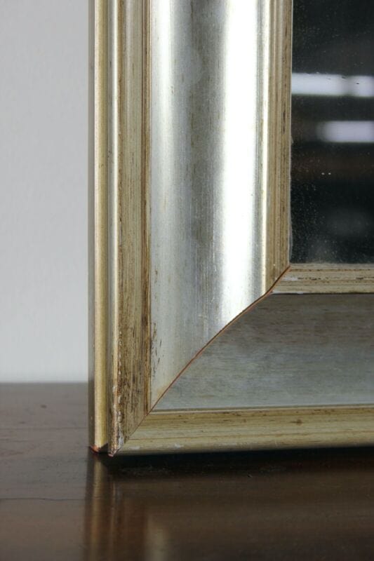 Specchio con cornice argento da parete in legno rettangolare antico vintage Complementi d'arredo