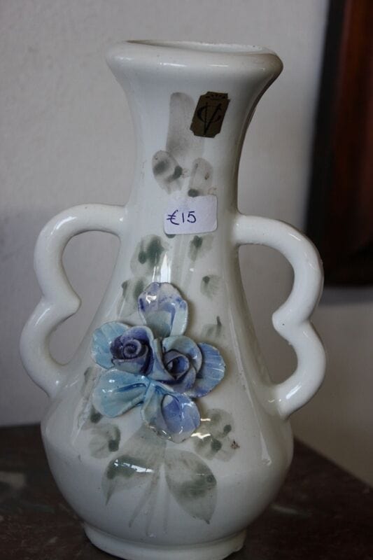 STUPENDO VASETTO VINTAGE IN CERAMICA CON FIORE H cm 17 - VINTAGE PORCELAIN VASE Ceramiche e Porcellane