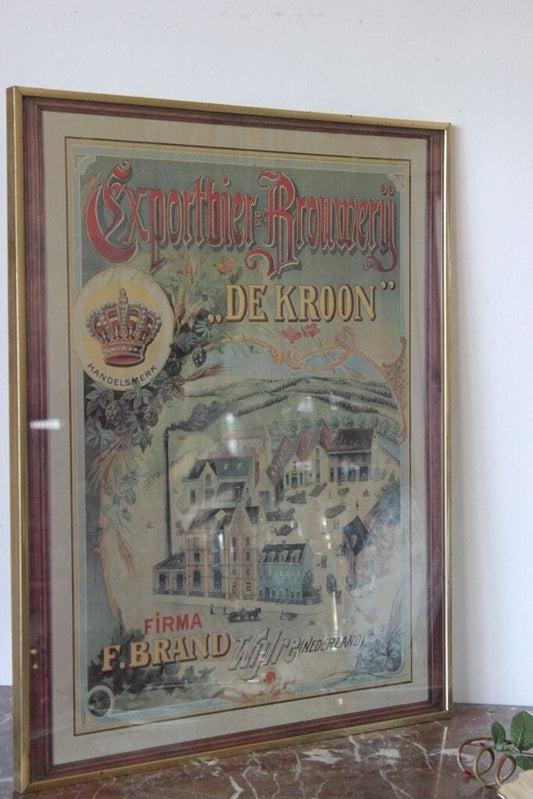TARGA PUBBLICITARIA ANNI '80 BIRRA VINTAGE EXPORT BIER BROUWERIJ DE KROON PRINT Pubblicità vintage