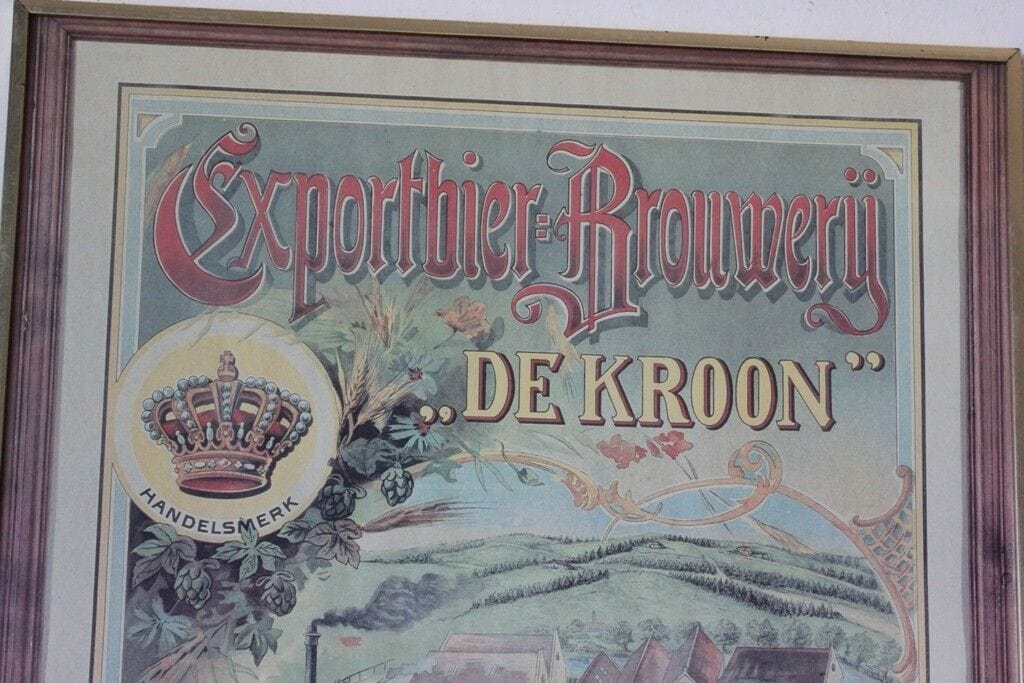 TARGA PUBBLICITARIA ANNI '80 BIRRA VINTAGE EXPORT BIER BROUWERIJ DE KROON PRINT Pubblicità vintage