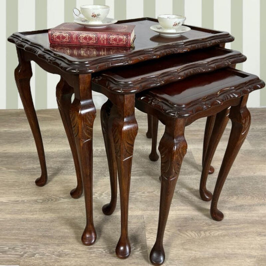 Tavolini tavolo antico trittico inglese da salotto basso in legno piano mogano Arredamento