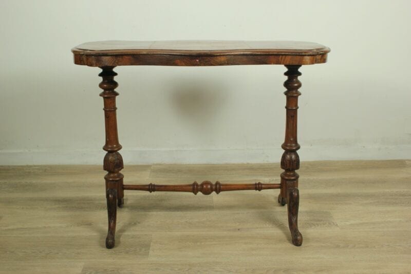 Tavolino tavolo antico da per salotto in legno d'epoca 800 intarsiato scacchiera Arredamento