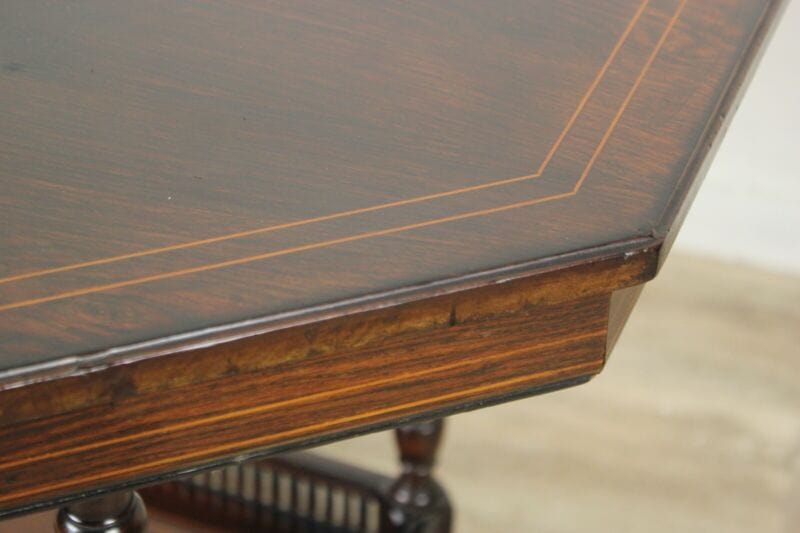 Tavolino tavolo antico da salotto in legno palissandro ottagonale inglese  '800 Arredamento