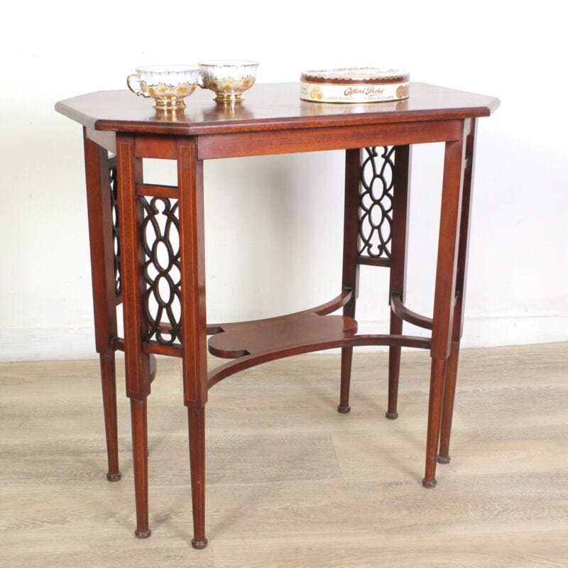 Tavolino tavolo antico da salotto soggiorno in legno ottagonale inglese  ' 800 Arredamento