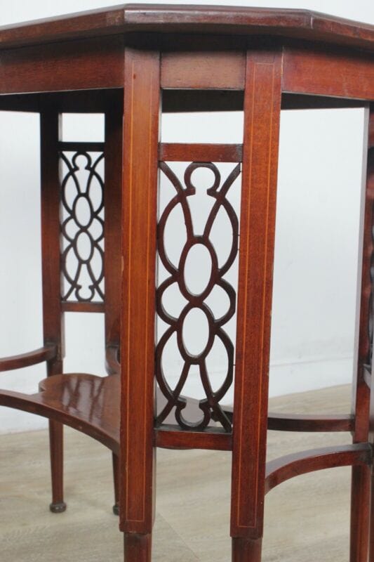 Tavolino tavolo antico da salotto soggiorno in legno ottagonale inglese  ' 800 Arredamento