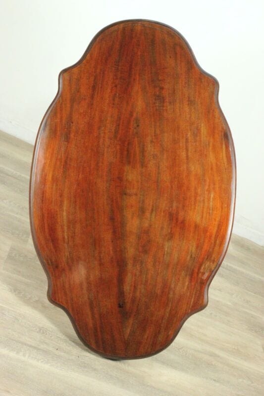 Tavolino tavolo antico in legno mogano ovale a biscotto con cassetti epoca 800 Arredamento