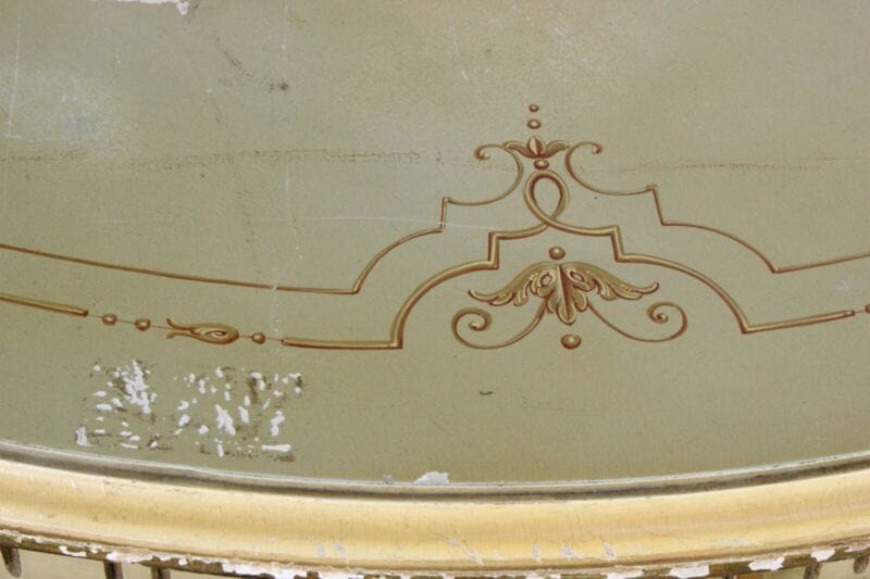 Tavolo da pranzo antico stile Barocco rococo rotondo in legno dipinto bianco oro Arredamento