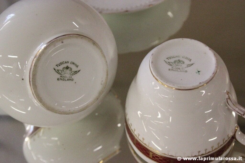 TAZZA DA TE' ANTICA IN PORCELLANA BONE CHINA + BROCCHETTA  SET COLAZIONE INGLESE Ceramiche e Porcellane