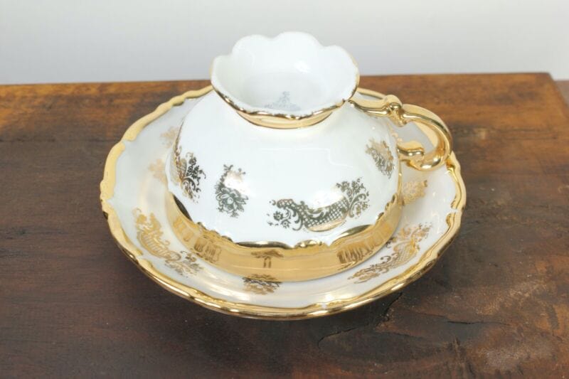 Tazza da tè the antica in porcellana Bavaria tazze tazzina oro con piattino