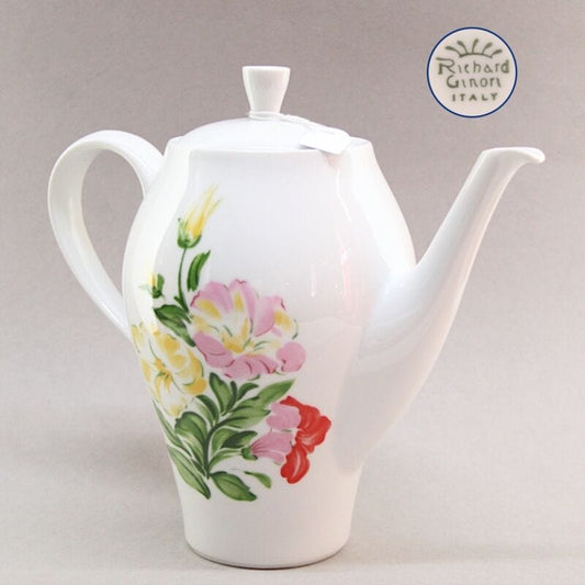 Teiera in porcellana caffettiera vintage Richard Ginori antica bianca a fiori Ceramiche e Porcellane