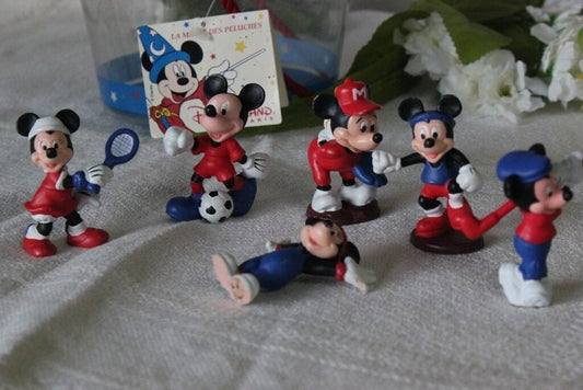 TOPOLINO H 7 cm SERIE  RETRO' DI SEI FIGURE DISNEY MICKEY MOUSE SPORT Giocattoli vintage