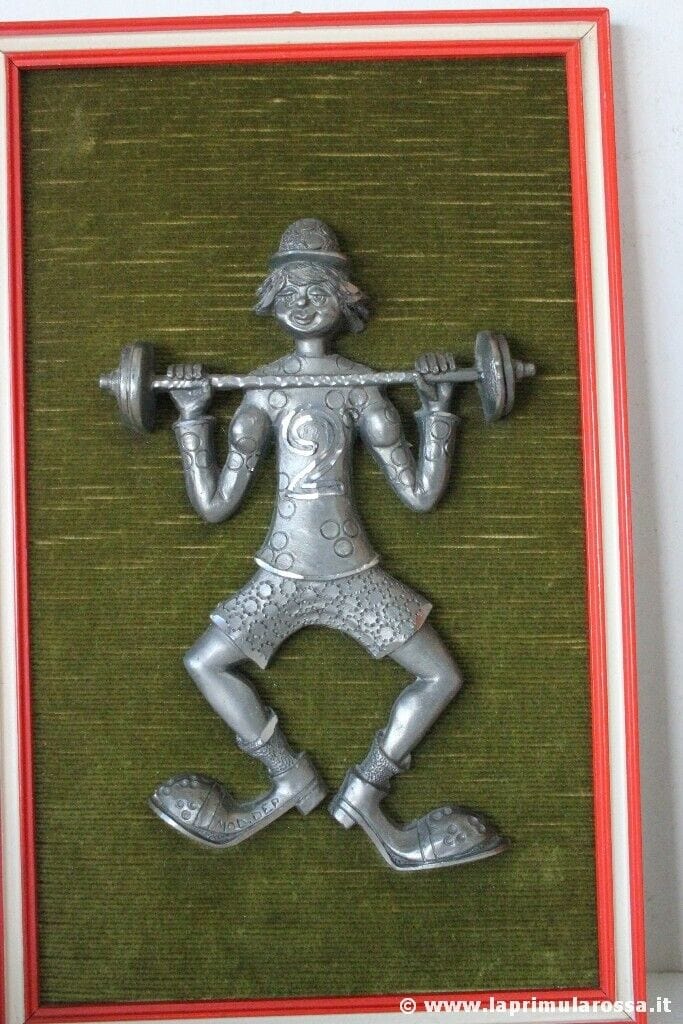 TRE QUADRI VINTAGE CON PAGLIACCI IN PELTRO CESELLATO A MANO THREE PEWTER CLOWNS Stampe e Incisioni