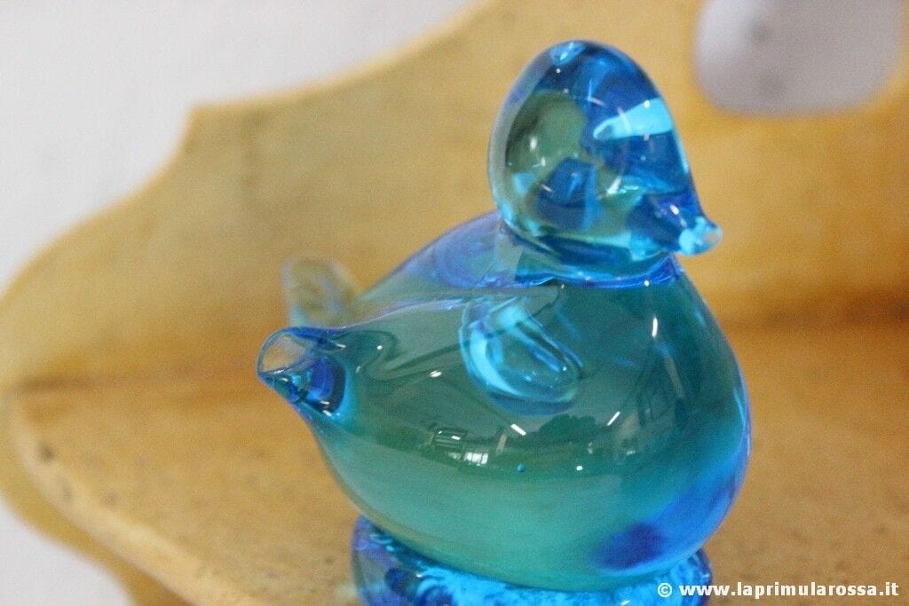 UCCELLINO IN VETRO MURANO VINTAGE FERMACARTE ANNI 70 ITALIAN GLASS BLUE BIRD Vetri e Cristalli