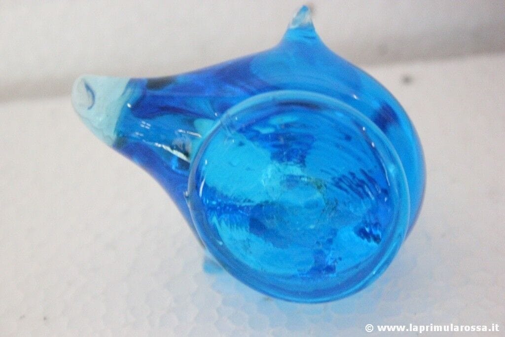 UCCELLINO IN VETRO MURANO VINTAGE FERMACARTE ANNI 70 ITALIAN GLASS BLUE BIRD Vetri e Cristalli