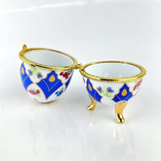 Uovo da collezione in porcellana decorativo ceramica portagioie stile Faberge' 7 Ceramiche e Porcellane