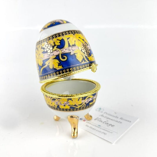 Uovo da collezione in porcellana decorativo ceramica portagioie stile Faberge' 9 Ceramiche e Porcellane