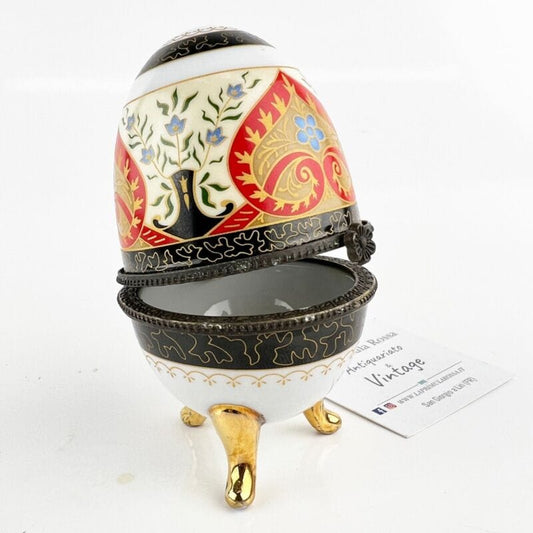 Uovo da collezione in porcellana decorativo ceramica portagioie stile Faberge' 9 Ceramiche e Porcellane