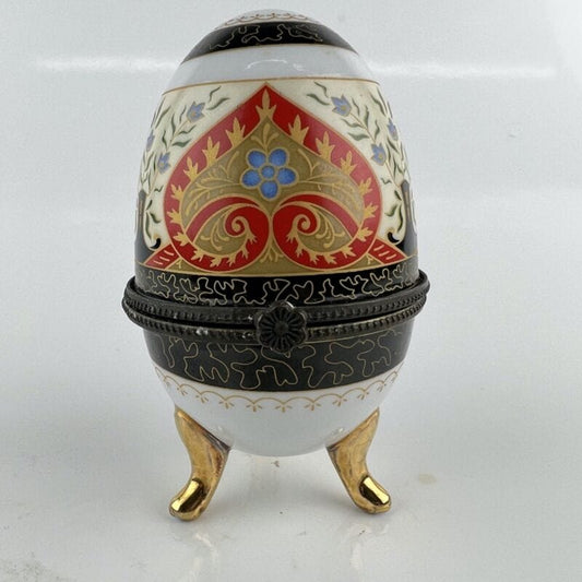 Uovo da collezione in porcellana decorativo ceramica portagioie stile Faberge' 9 Ceramiche e Porcellane