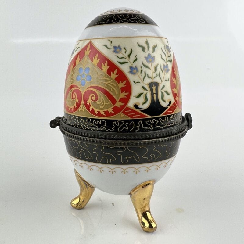 Uovo da collezione in porcellana decorativo ceramica portagioie stile Faberge' 9 Ceramiche e Porcellane