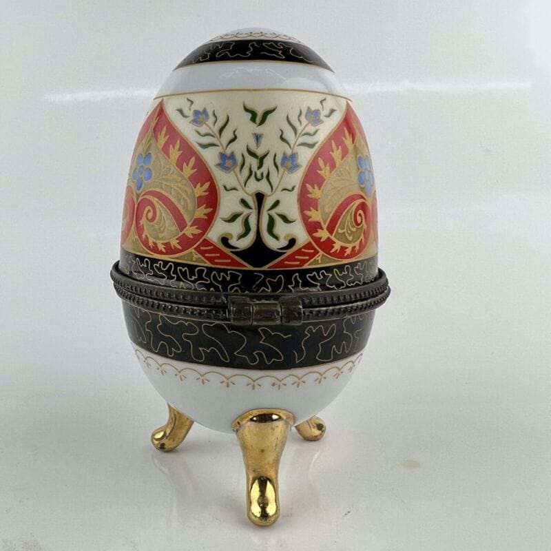 Uovo da collezione in porcellana decorativo ceramica portagioie stile Faberge' 9 Ceramiche e Porcellane